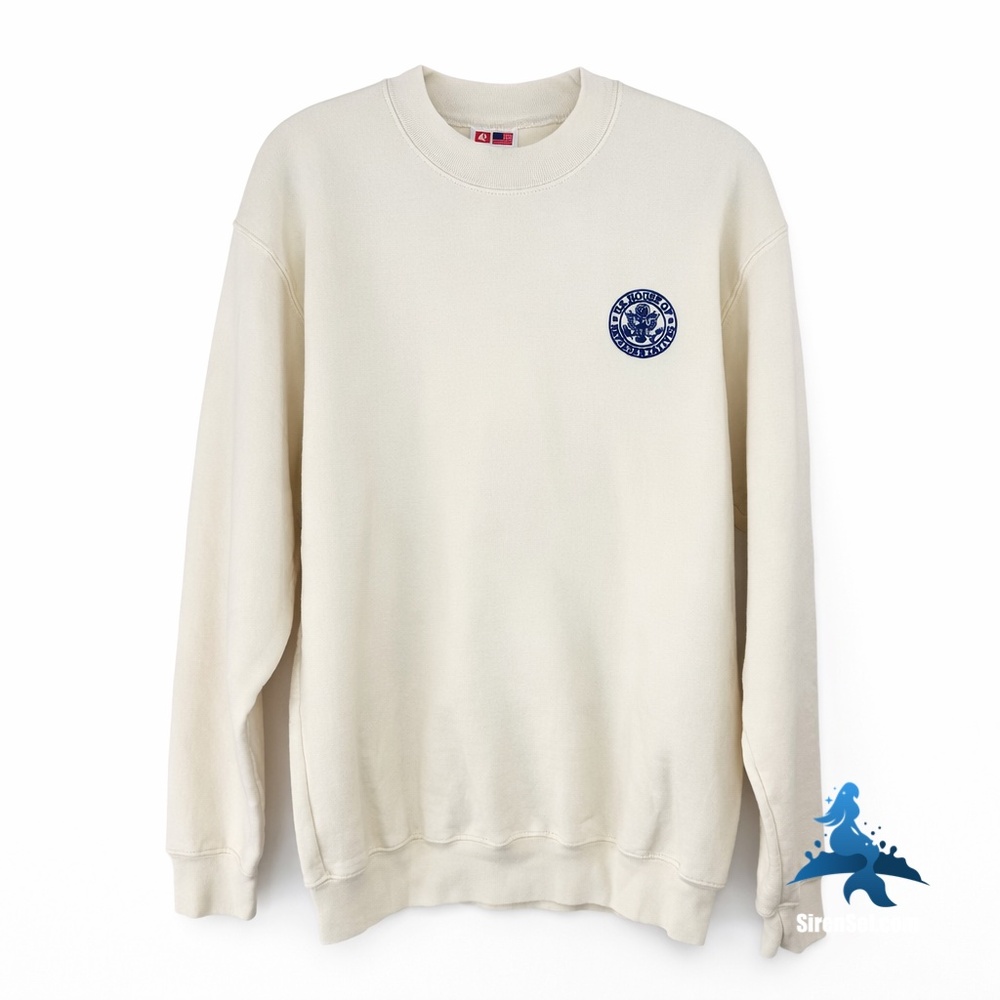 1252 Bayside USA House of Representatives Seal Crewneck Sweatshirt – L – Cream